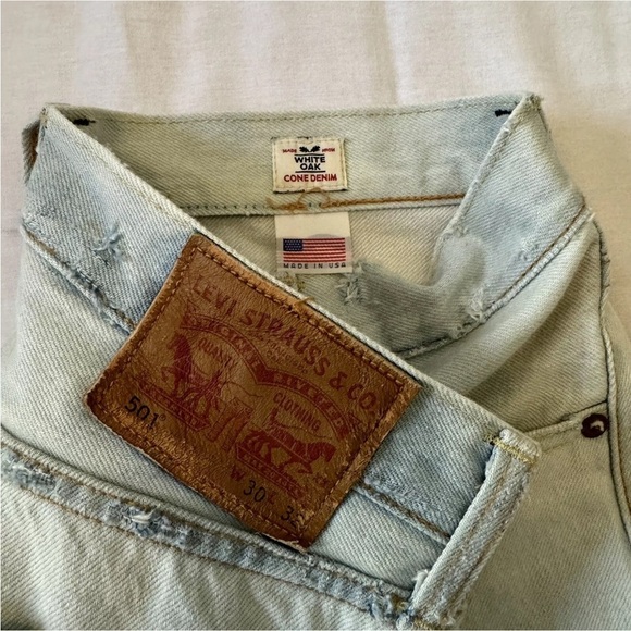 Levi’s 501 White Oak Cone 30 Light Wash Jeans Distressed Destroyed Y2K Retro 90s - Picture 10 of 10